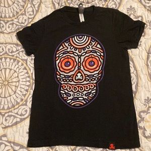 Johnny Cupcakes Sugar Skull Women’s Size Large Black Orange Purple